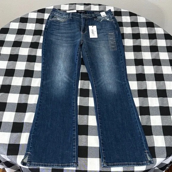 NEW! Judy Blue High Waist Slim Bootcut Jeans Distressed Slit 9/29 x 30 JB88290 - Picture 2 of 14